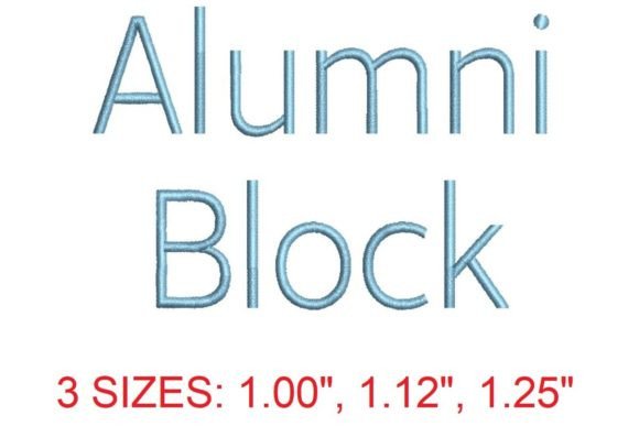 Alumni Block Embroidery Font